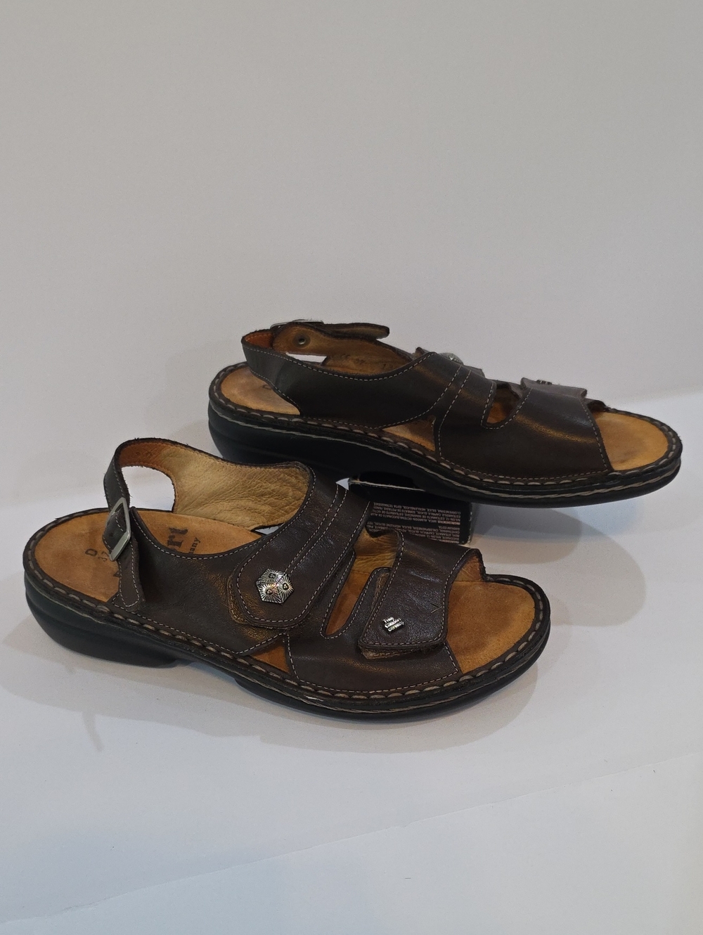 Finn Comfort Brown Leather Women's Adjustable Strap Sandals Size 6 D Wide